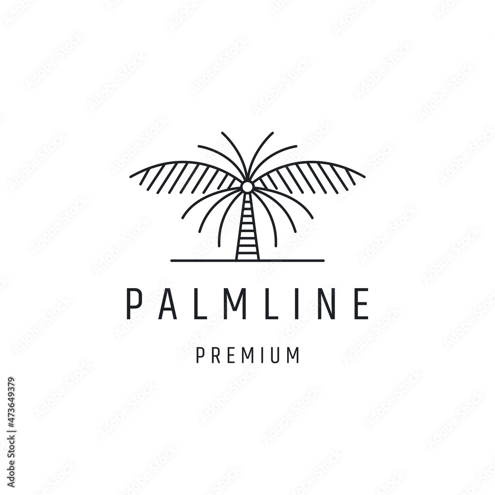 Palm Logo design with Line Art On White Backround