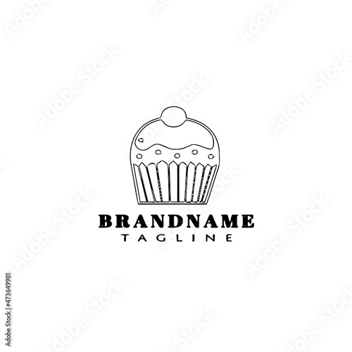 cupcake logo cartoon icon design black isolated vector illustration