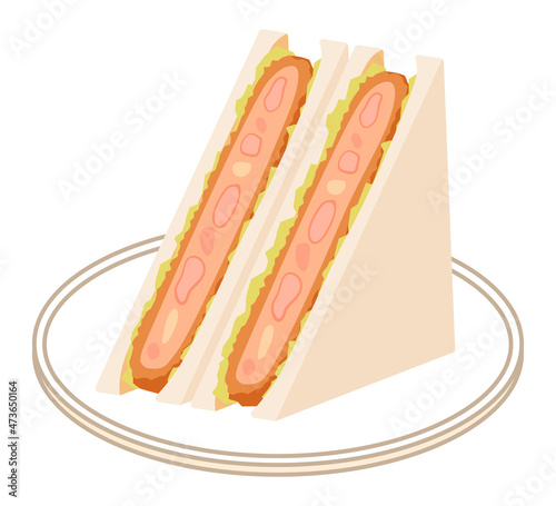 エビカツサンド　三角に二分割