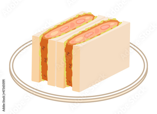 エビカツサンド　四角に二分割