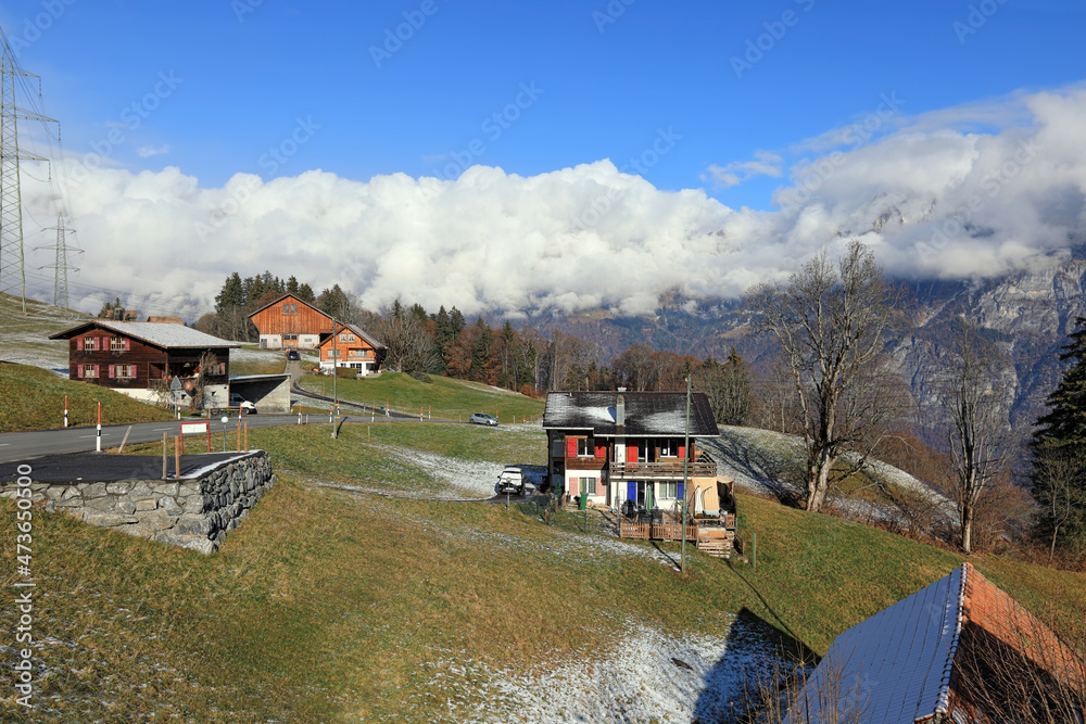Flumserberg - resort area in the Swiss Alps. Flumserberg, canton of St. Gallen, Switzerland, Europe.