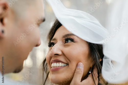 Beautiful Smiling Bride under Veil