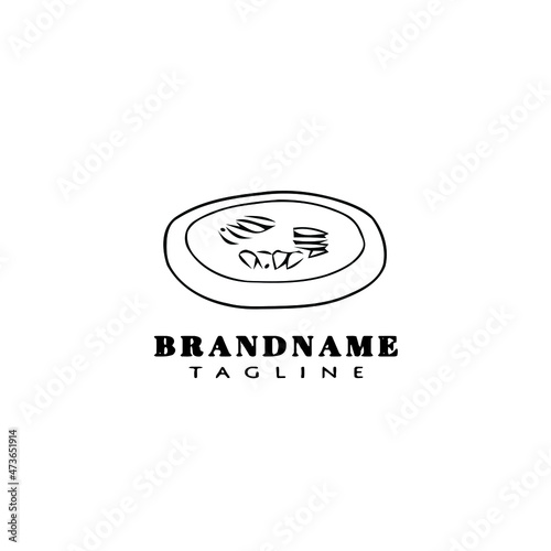 cucumber slice cartoon logo template icon design black isolated vector illustration