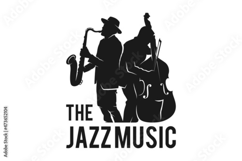 Silhouette Music Jazz Singer Saxophone Player Classic Logo design inspiration
