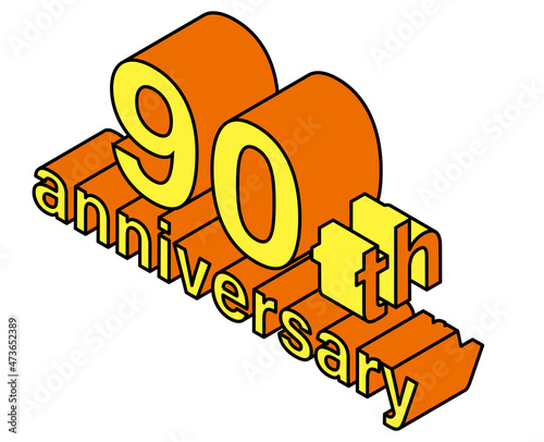 90周年のアイソメトリックス　イラスト・ロゴ｜グラフィック素材　90th Anniversary