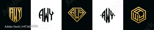 Initial letters AWY logo designs Bundle