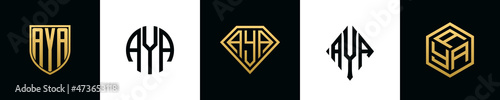 Initial letters AYA logo designs Bundle photo
