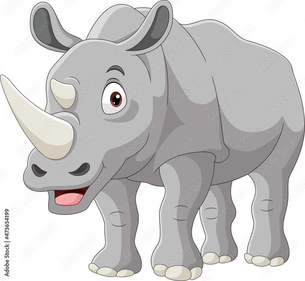 Cartoon rhino on white background