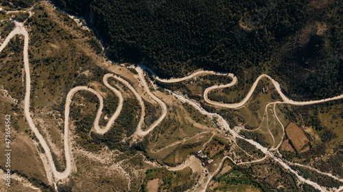 abstract pattern made of a windy road in the mountains