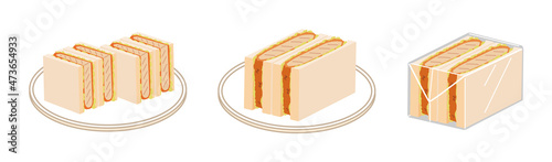 トンカツサンドのセット　四角