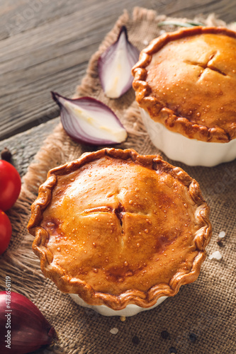 Golden brown savory meat pi...