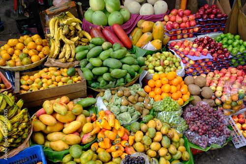 Guatemala Antigua Guatemala - Street market fruit stall photo