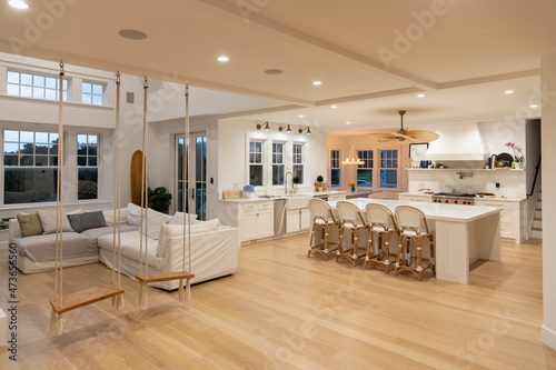 Light and bright living room and kitchen photo