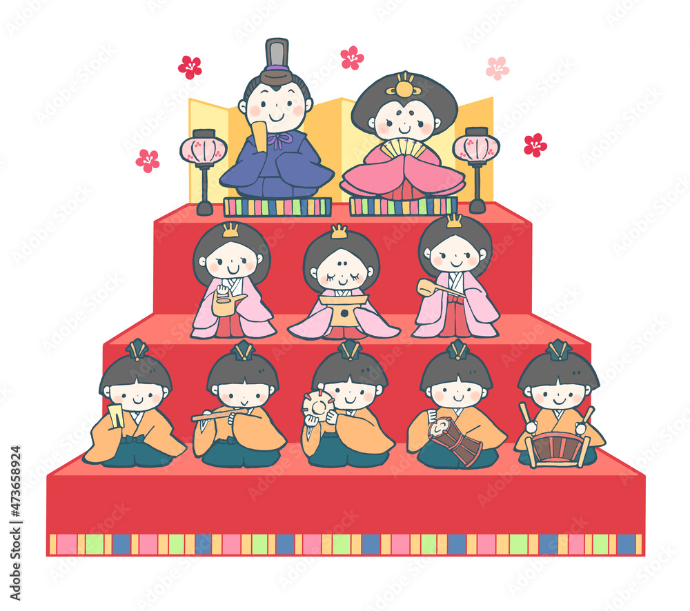 お雛様の3段飾りのイラスト お雛様の3段飾りのイラスト