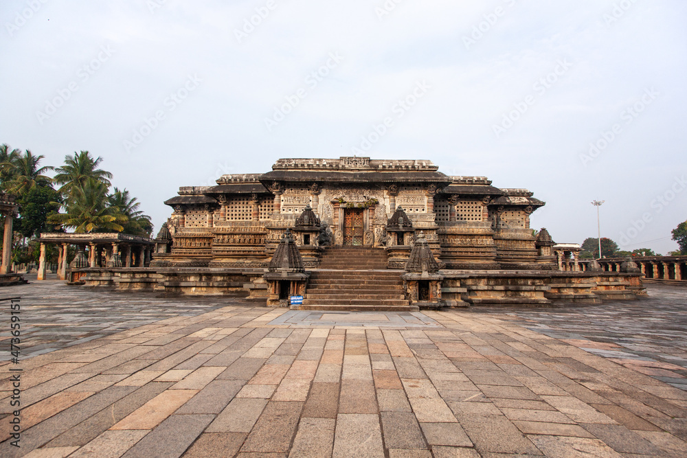 Early morning view of Chennakeshava Temple at Belur, Karnataka, India.