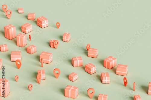 packages on green background ready to be delivered photo