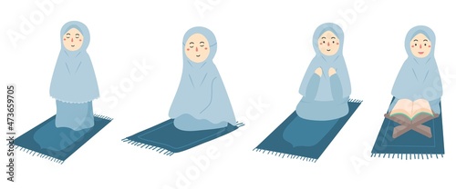 muslim woman praying at house
