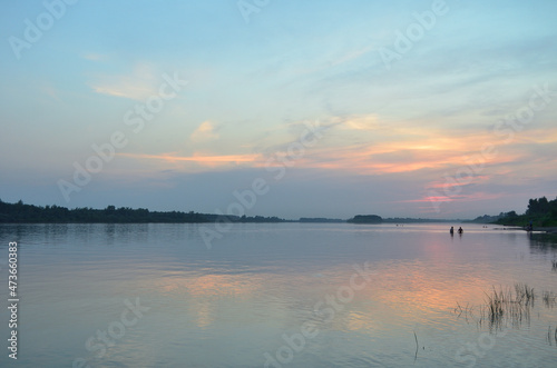 Summer evening swimming on the Irtysh river © alekskai