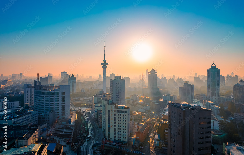 Obraz premium Urban environment of TV Tower in Nantong City, Jiangsu Province