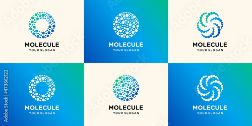 Technology globe logo with molecule concept designs template, World Tech logo template