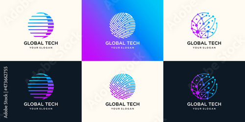 Global tech logo design illustration
