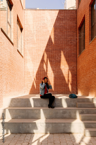 Wallpaper Mural Woman on building stairs Torontodigital.ca