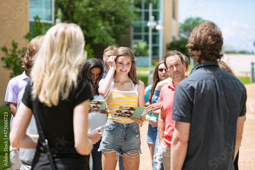 Tour: Teen Girl Smiles While Listening To Guide