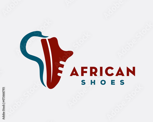 Shoes style african map logo symbol template illustration