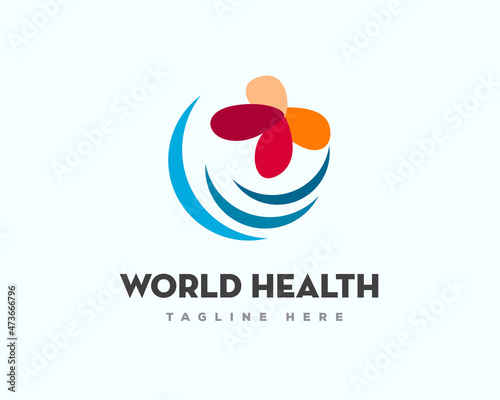 abstract circle butterfly medical cross logo symbol template illustration