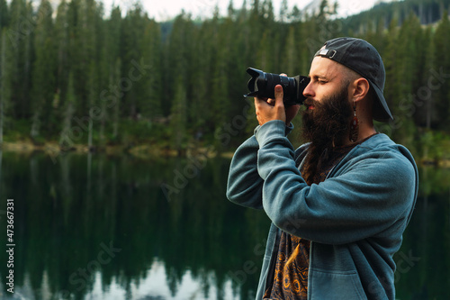 Photographer in a lake. photo