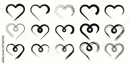 Fototapeta Naklejka Na Ścianę i Meble -  set of heart logo with brush style vector illustration design.