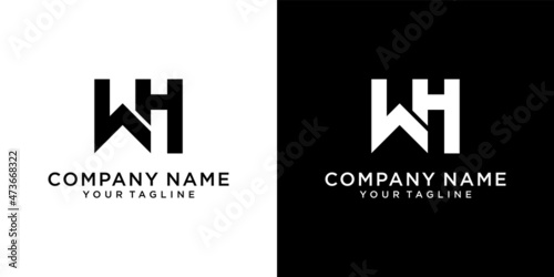 WH or HW initial letter logo design vector.
