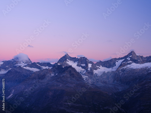 Dent Blanche, Obergabelhorn and Zinalrothorn at dawn