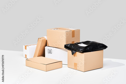 Set of various parcel packages