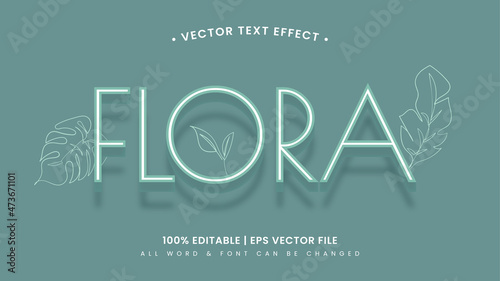 Flora botanical 3d text style effect. Editable illustrator text style.