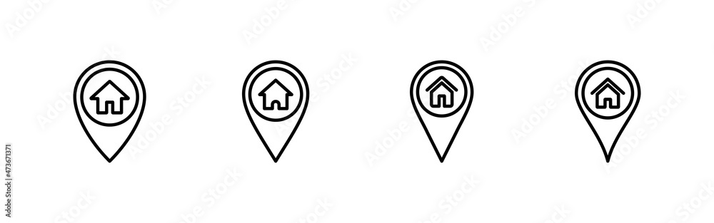 address icons set. home location sign and symbol. pinpoint address icons set. home location sign and symbol. pinpoint