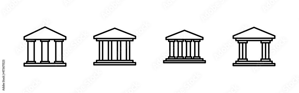 Bank icons set. Bank sign and symbol, museum, university Bank icons set. Bank sign and symbol, museum, university