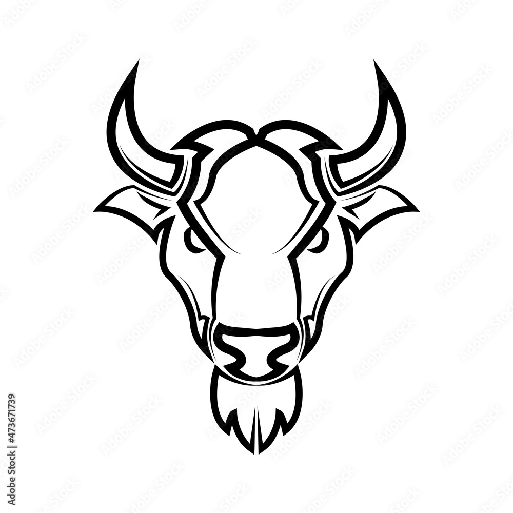 Line Vector Illustration front view of American Bison Buffalo Line Vector Illustration front view of American Bison Buffalo