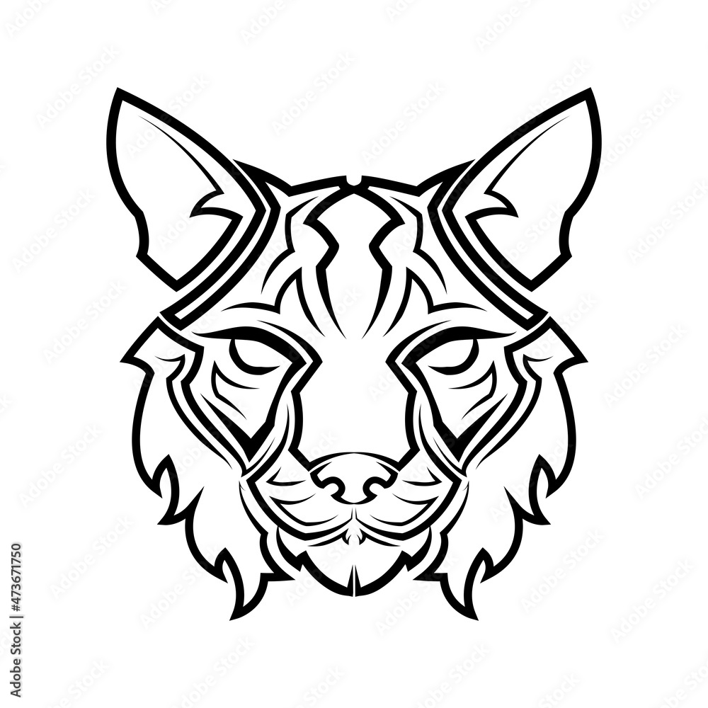 Black and white line art of wildcat head. Good use for symbol, mascot, icon, avatar, tattoo,T-Shirt design, logo or any design. Black and white line art of wildcat head. Good use for symbol, mascot, icon, avatar, tattoo,T-Shirt design, logo or any design.