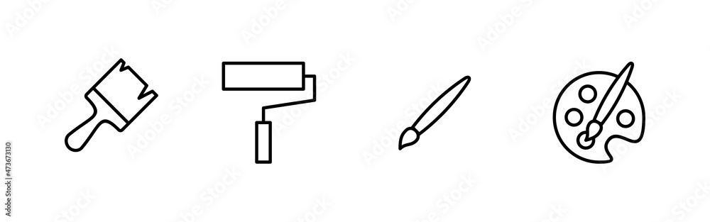 Paint icons set. paint brush sign and symbol. paint roller icon vector Paint icons set. paint brush sign and symbol. paint roller icon vector