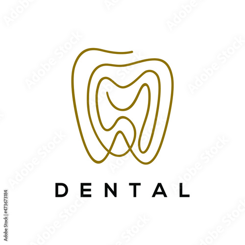 Dental Clinic Logo Tooth abstract design vector template Linear style, Design element for logo, poster, card, banner, emblem, t shirt. Vector illustration