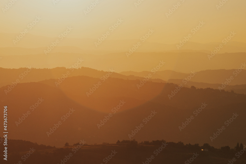 Layers Of Hills During Sunset Layers Of Hills During Sunset