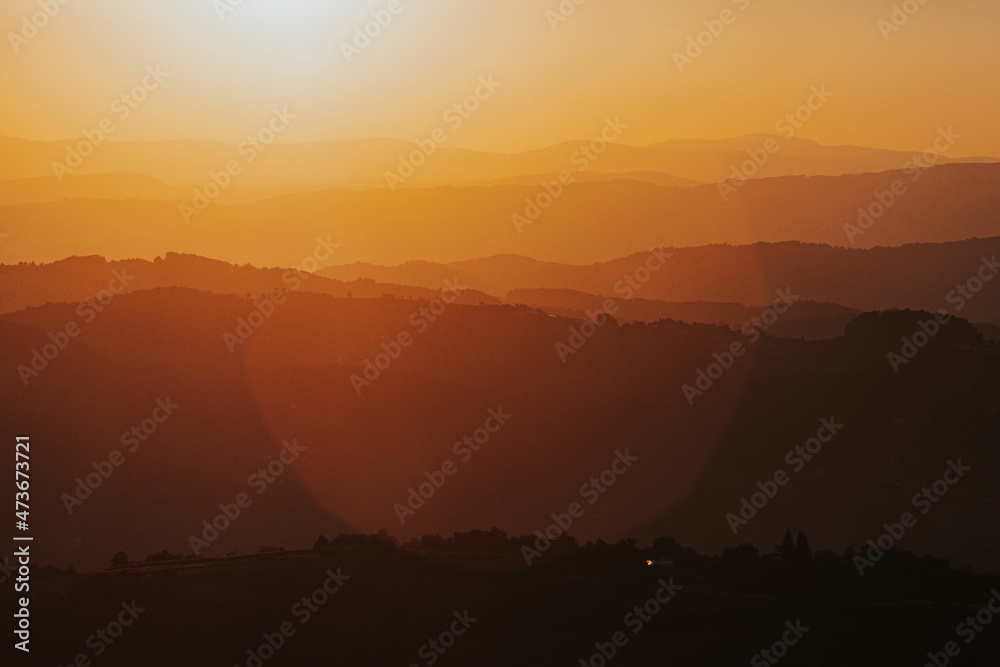 Layers Of Hills During Sunset Layers Of Hills During Sunset