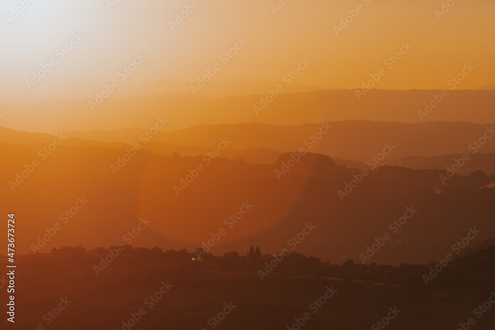 Layers Of Hills During Sunset
