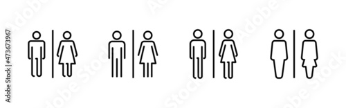 Toilet icons set. Girls and boys restrooms sign and symbol. bathroom sign. wc, lavatory