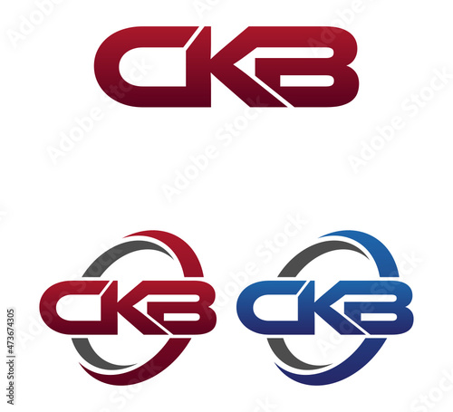 Modern 3 Letters Initial logo Vector Swoosh Red Blue CKB photo