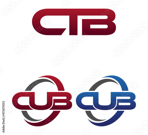 Modern 3 Letters Initial logo Vector Swoosh Red Blue CTB