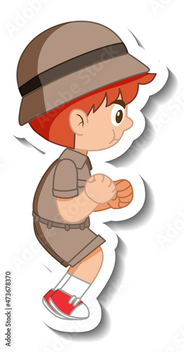 Little boy scout cartoon character sticker