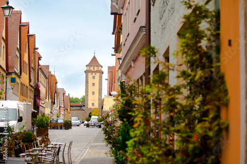 Fototapeta Naklejka Na Ścianę i Meble -  Germany, Rothenburg, fairy tale town, street, old clock tower