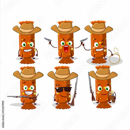 Cool cowboy orange long candy package cartoon character with a cute hat